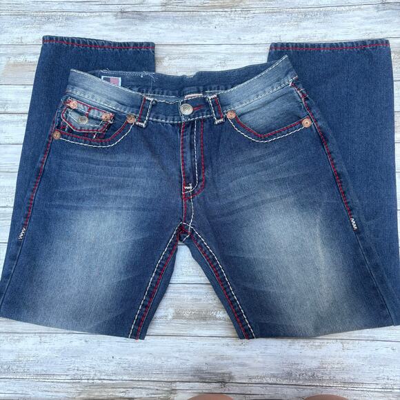 Y2K True Religion Jeans Sz 36 Faded Blue Denim World Tour Ticket Billy Super T - Picture 4 of 16